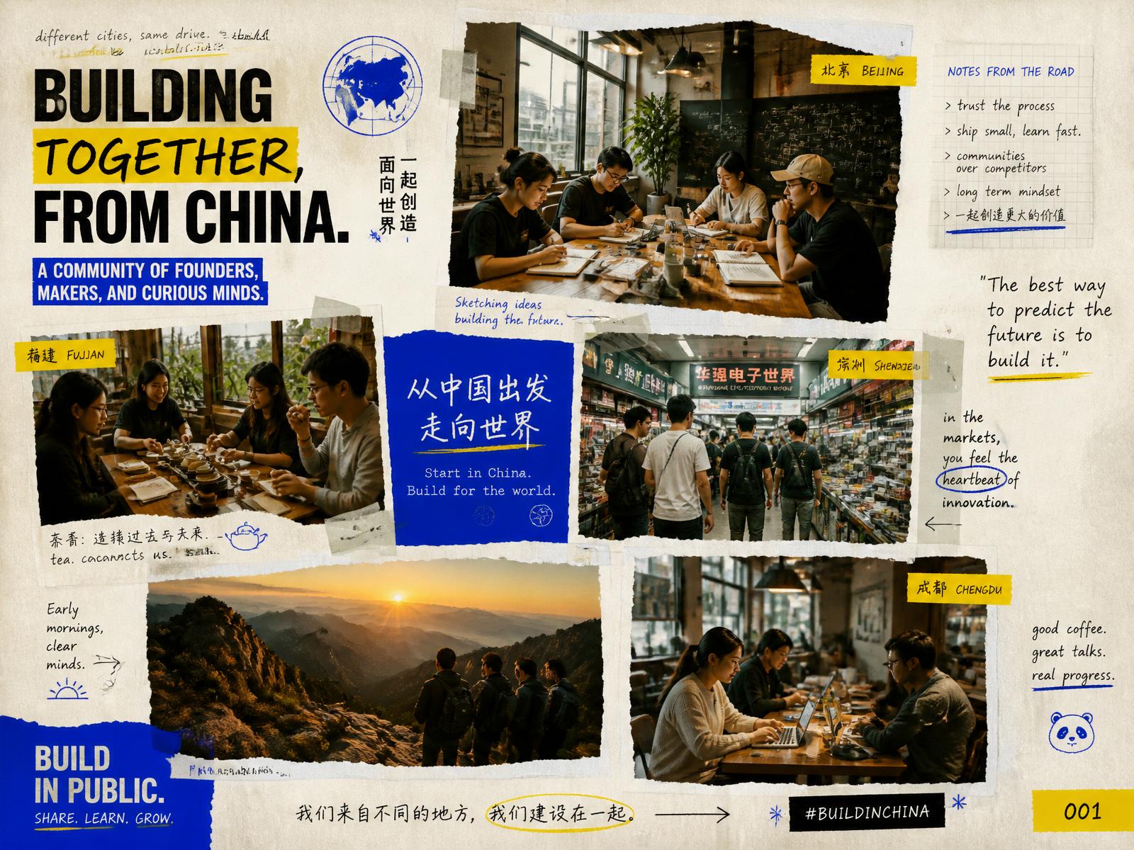 Editorial collage of the international builder community